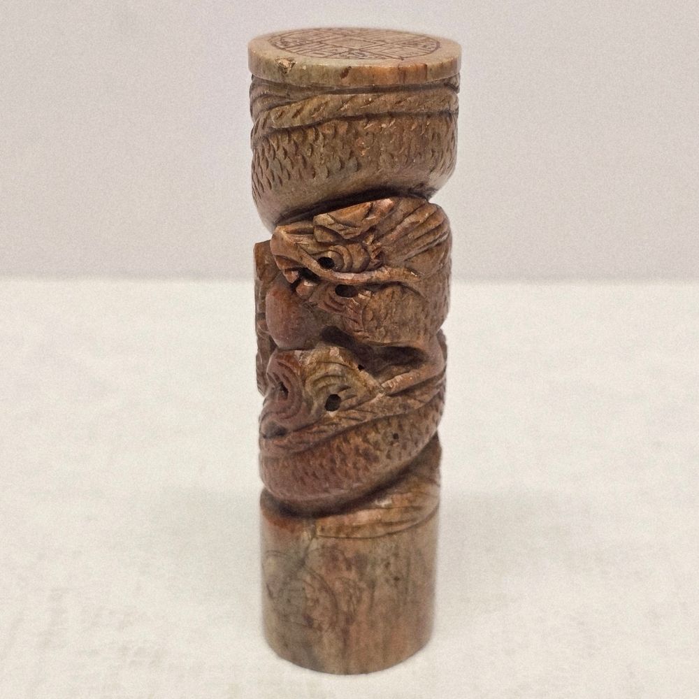 Antique Vintage Chinese Dragon Hand Carved Shoushan Soapstone Seal Stamp